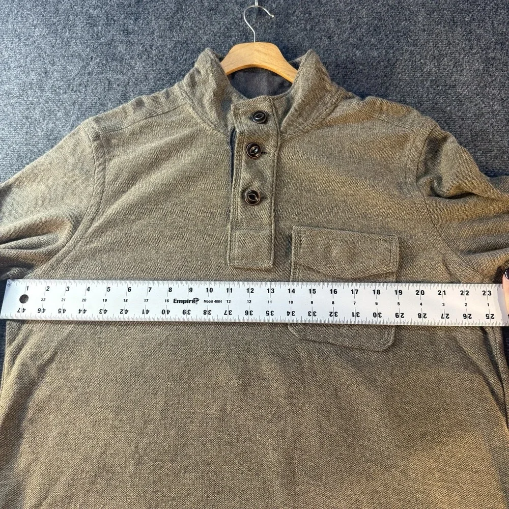 Eddie Bauer Men's L Tall Brown Textured 3 Button Pullover Sweatshirt Pocket